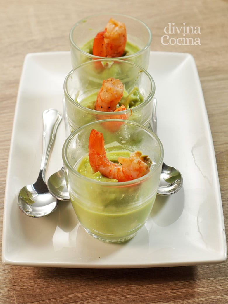 chupito aguacate y langostino