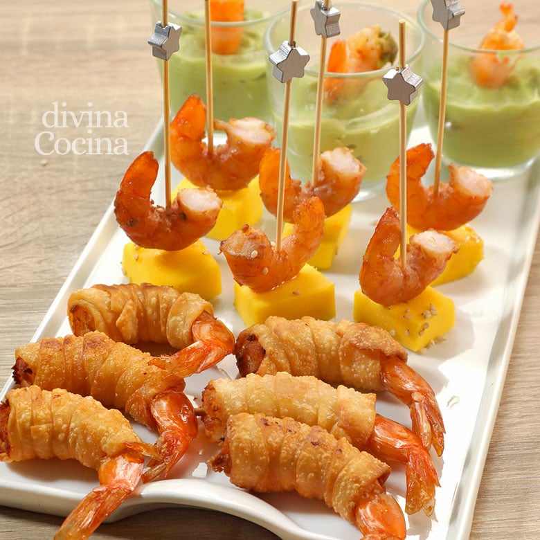 aperitivos faciles con langostinos