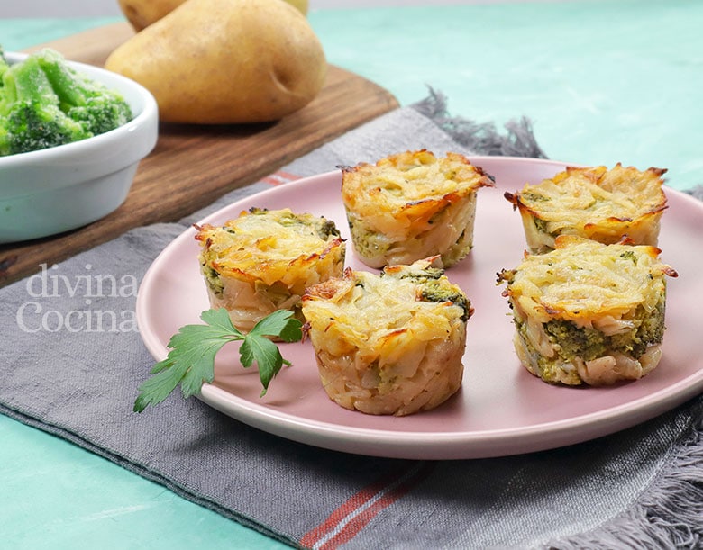 pastelillos de patata y brócoli