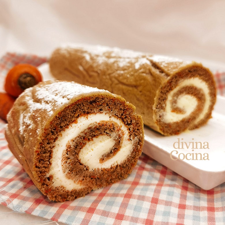 brazo gitano de zanahorias carrot cake enrollado