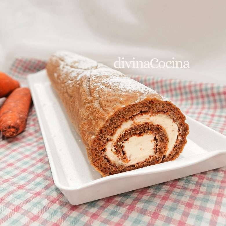 brazo gitano de zanahorias carrot cake enrollado