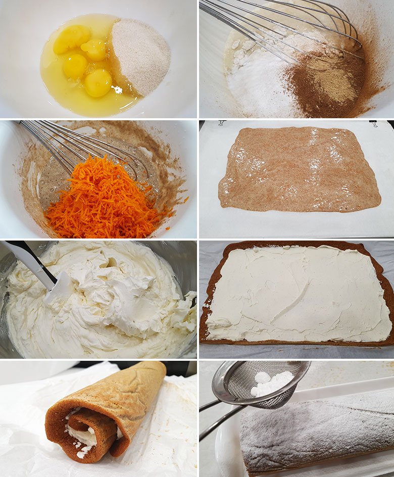 brazo gitano zanahorias carrot cake enrollado paso paso