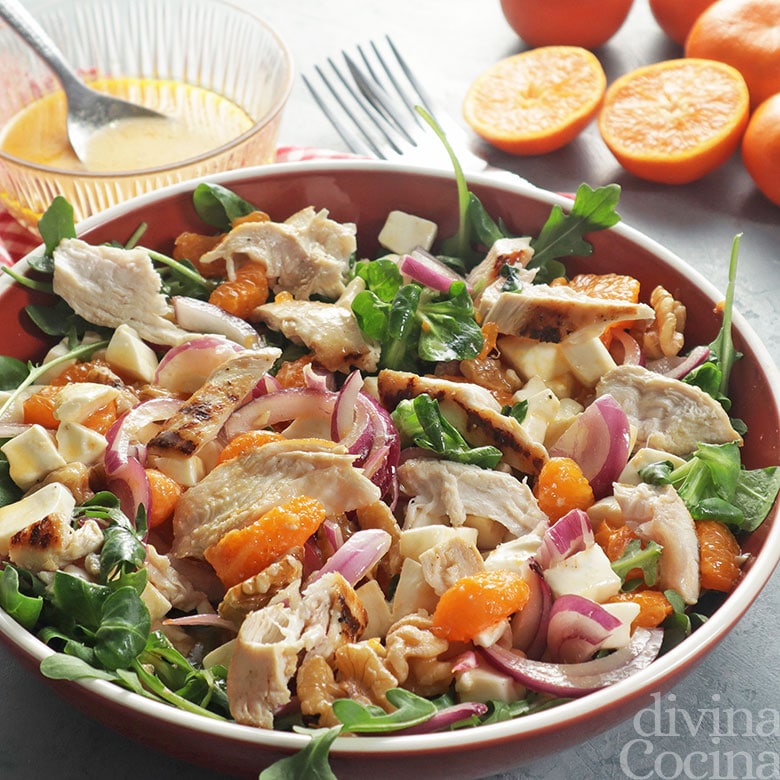 ensalada de pollo y naranja o mandarina