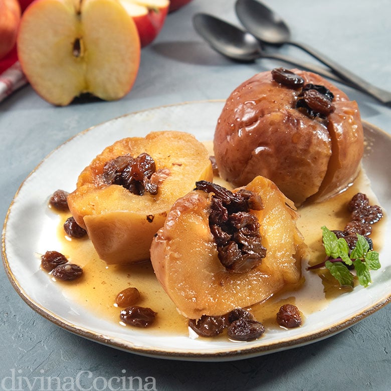 manzanas asadas en el microondas