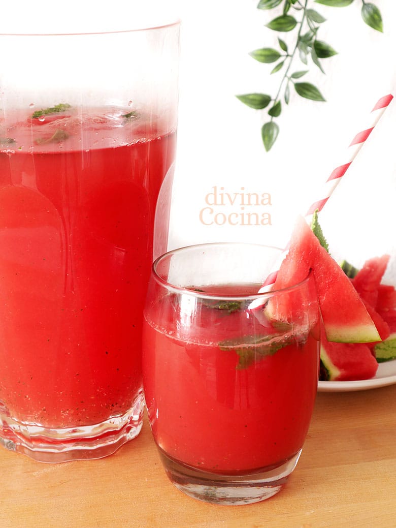 agua fresca de sandia hierbabuena