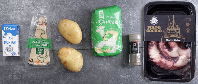 pulpo brasa parmentier patata ingredientes