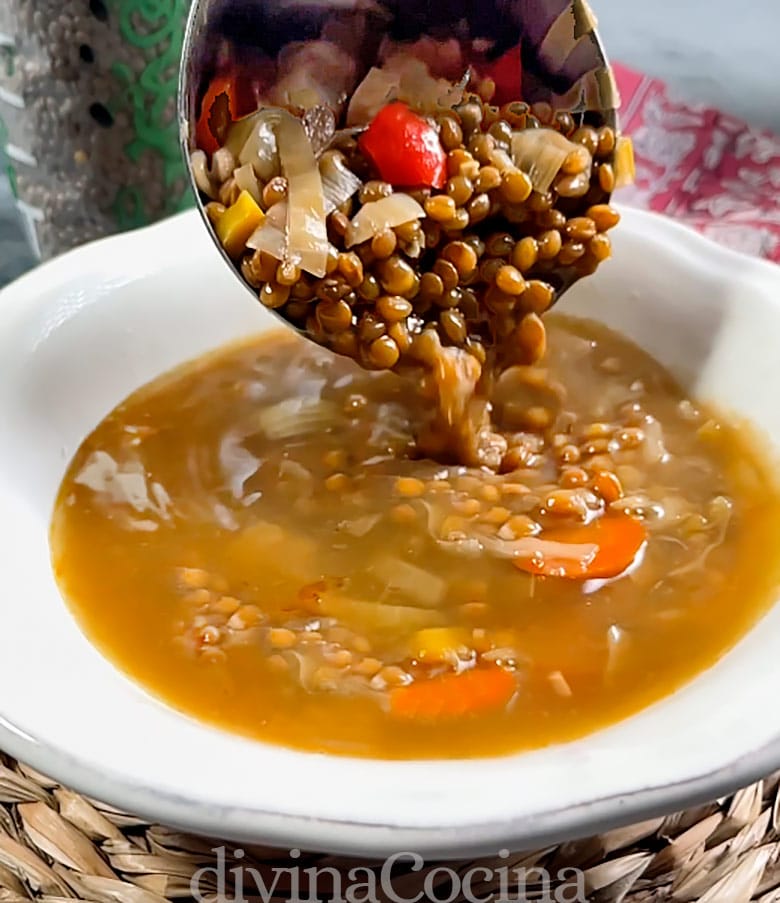 sopa de lentejas con verduras y especias