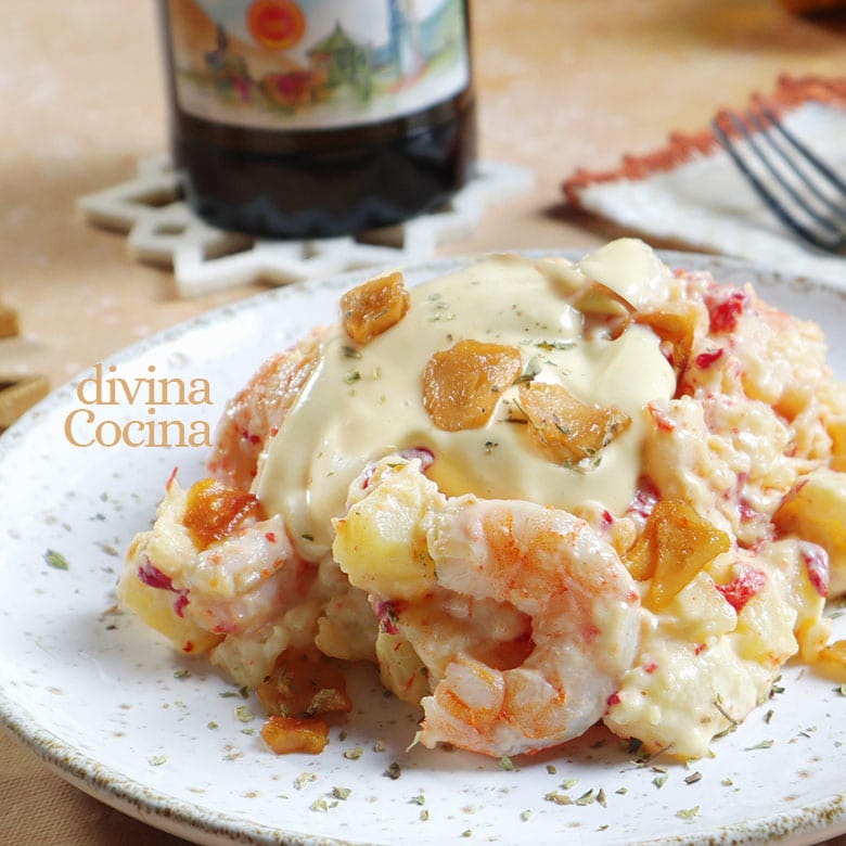 ensaladilla de gambas al ajillo