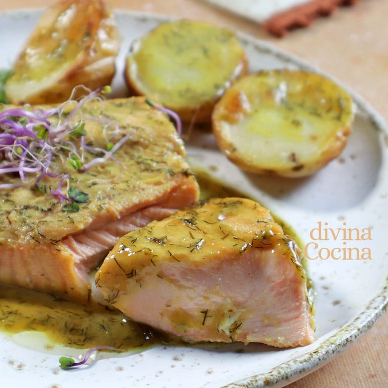 salmon con miel y mostaza horno