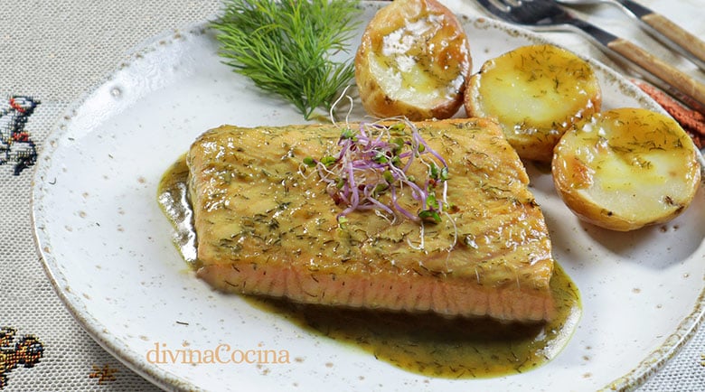 salmon con miel y mostaza microondas