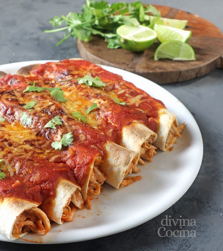 Enchiladas de pollo con queso - Receta de Divina Cocina