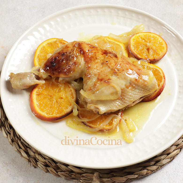 pollo al horno con naranja