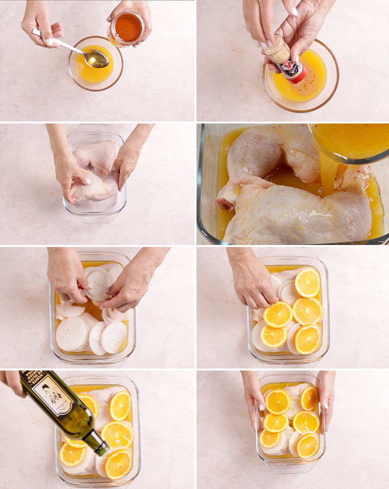 pollo al horno con naranja paso paso