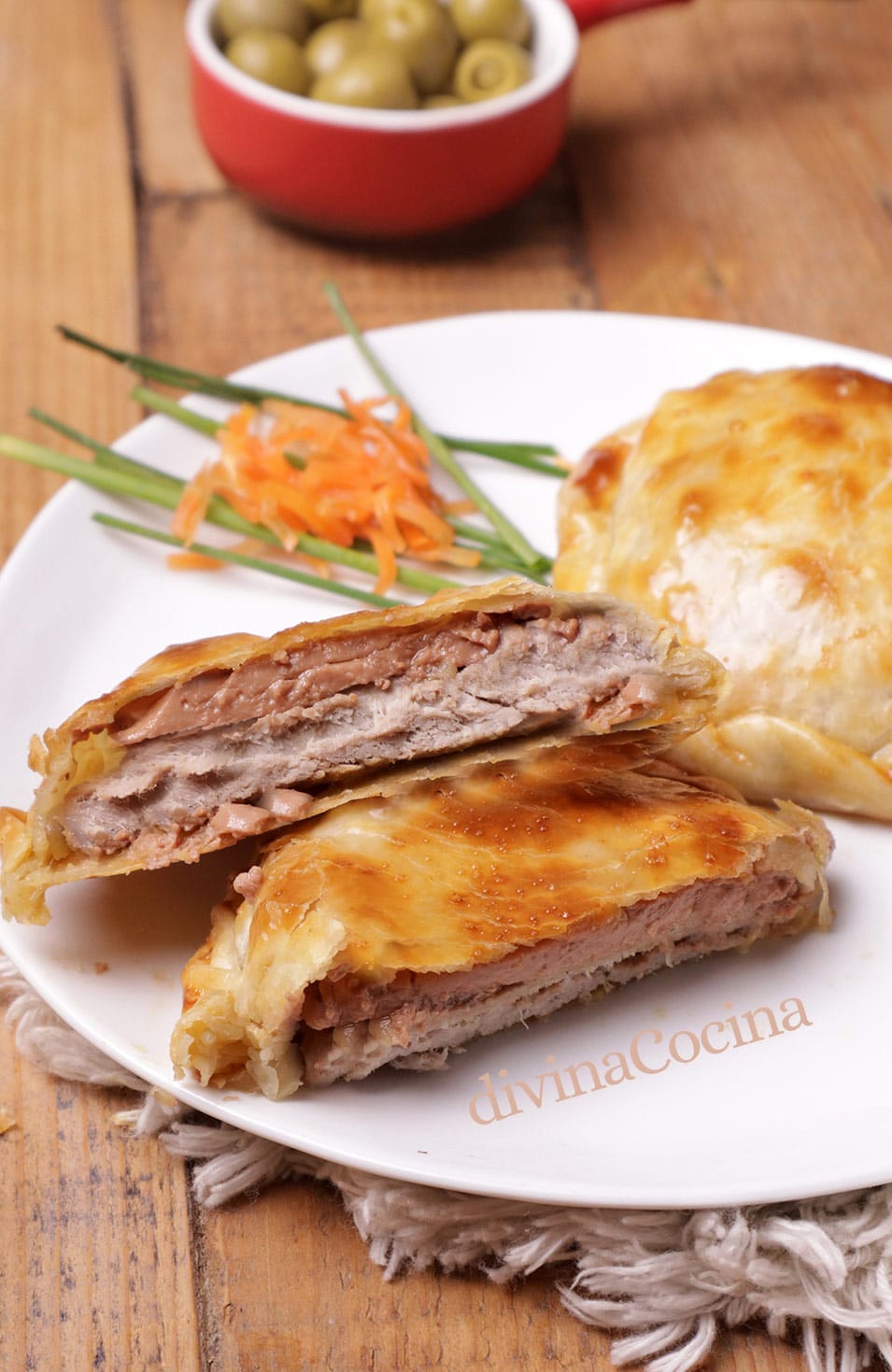 mini solomillo wellington con obleas de empanadillas