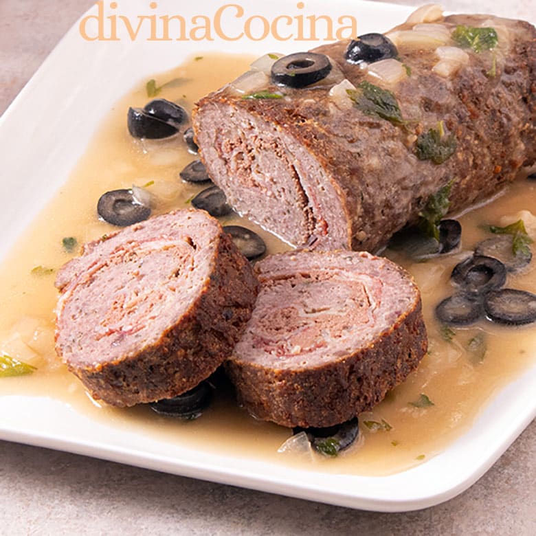 rollo de carne picada relleno