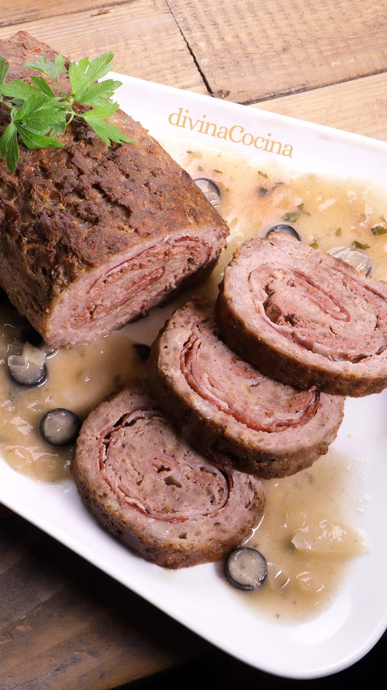 rollo de carne picada relleno 