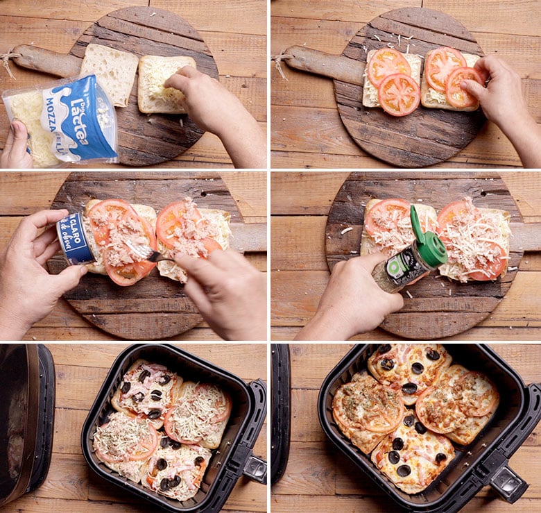 pizzas de pan en airfryer paso paso
