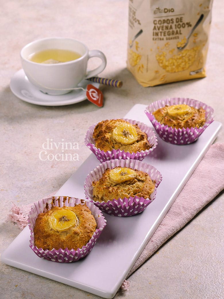 muffins de avena y platano sin azucar