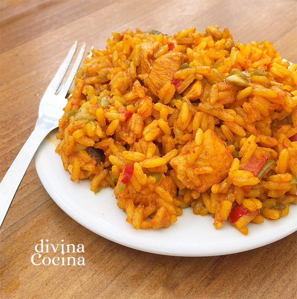 arroz con pollo rápido y fácil