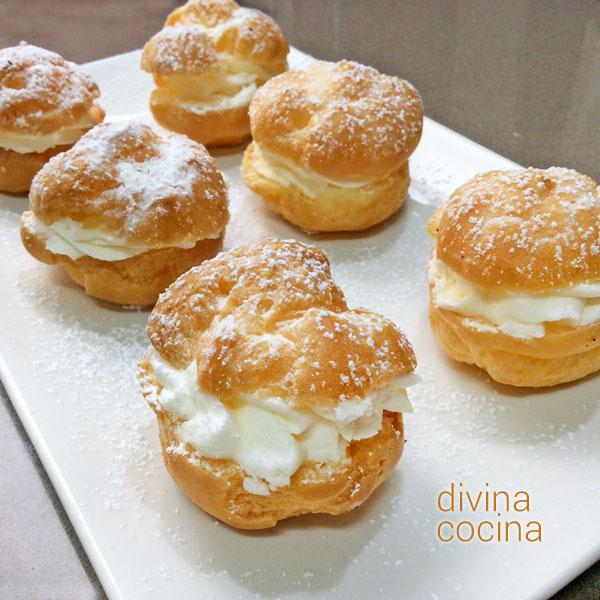 Profiteroles rellenos - Receta de DIVINA COCINA