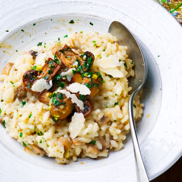 risotto fácil en el microondas chanpinones