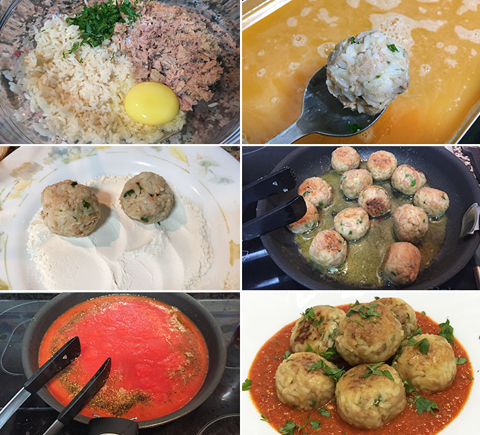 albondigas de arroz y atun paso a paso 