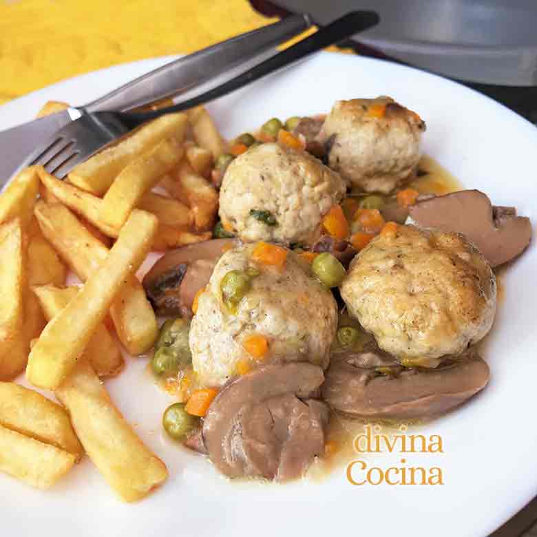 albondigas de pollo con verduras