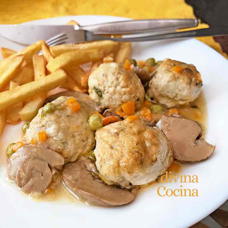 albondigas de pollo con verduras