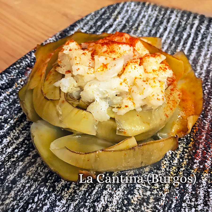 alcachofa rellena de bacalao