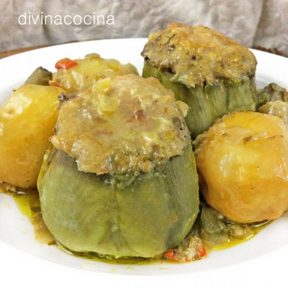 alcachofas rellenas de carne