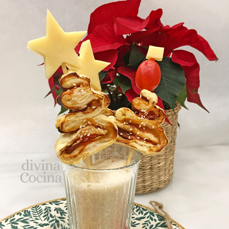 Arbolitos de Navidad de Hojaldre rellenos 