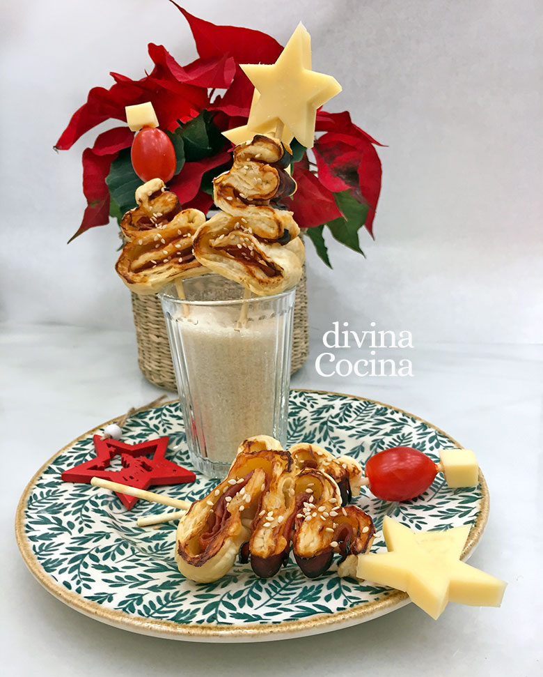 Arbolitos de Navidad de Hojaldre rellenos 