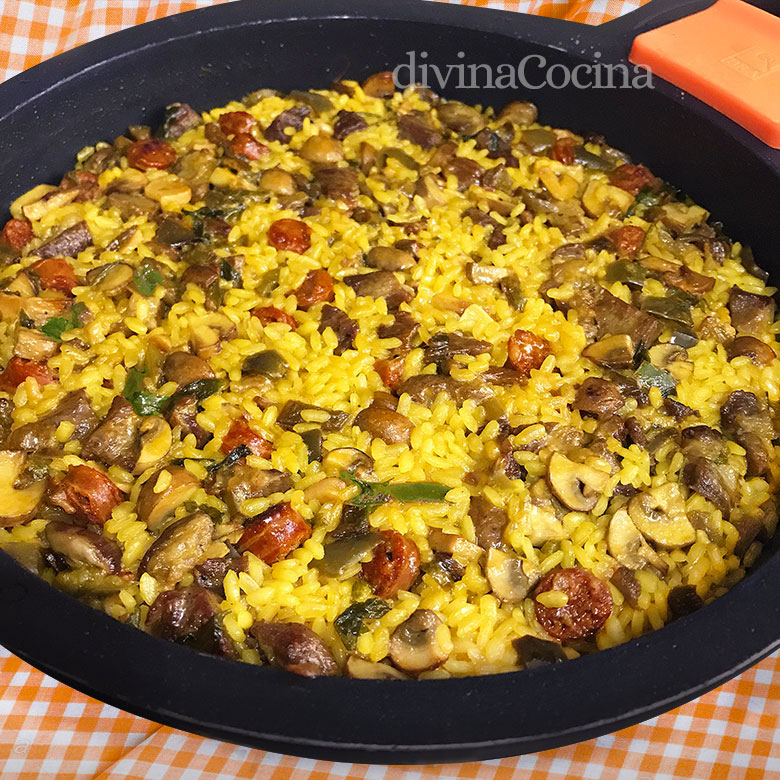 arroz con ibericos y verduras