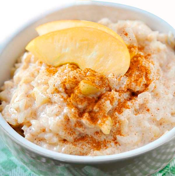 arroz con leche y manzana