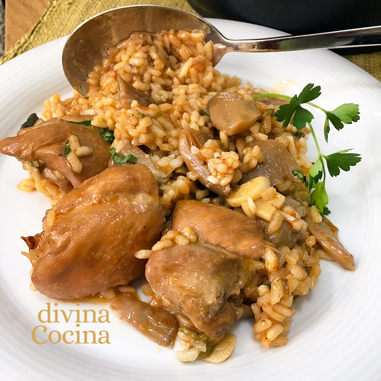 arroz con pollo y setas