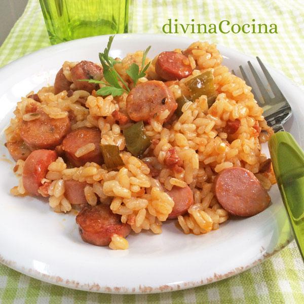 Arroz con salchichas - Receta de DIVINA COCINA