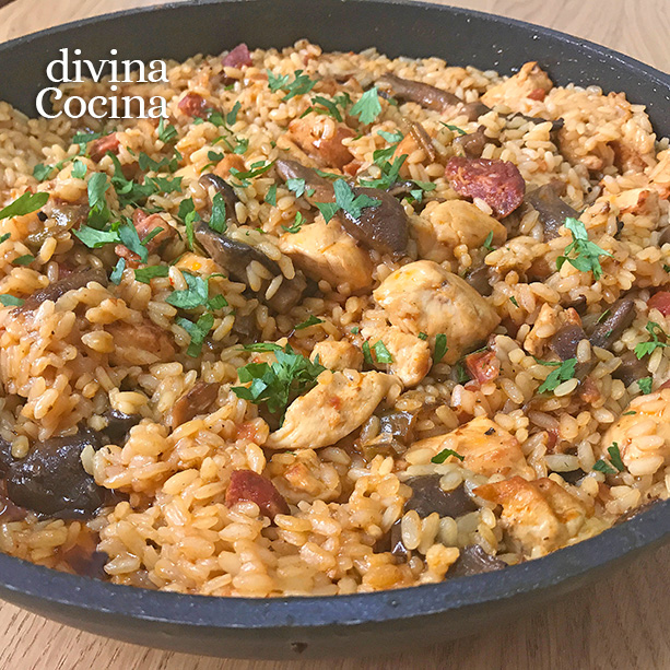 receta con arroz con pollo y setas