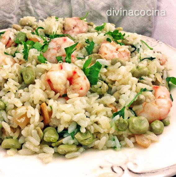 arroz salteado con gambas al ajillo