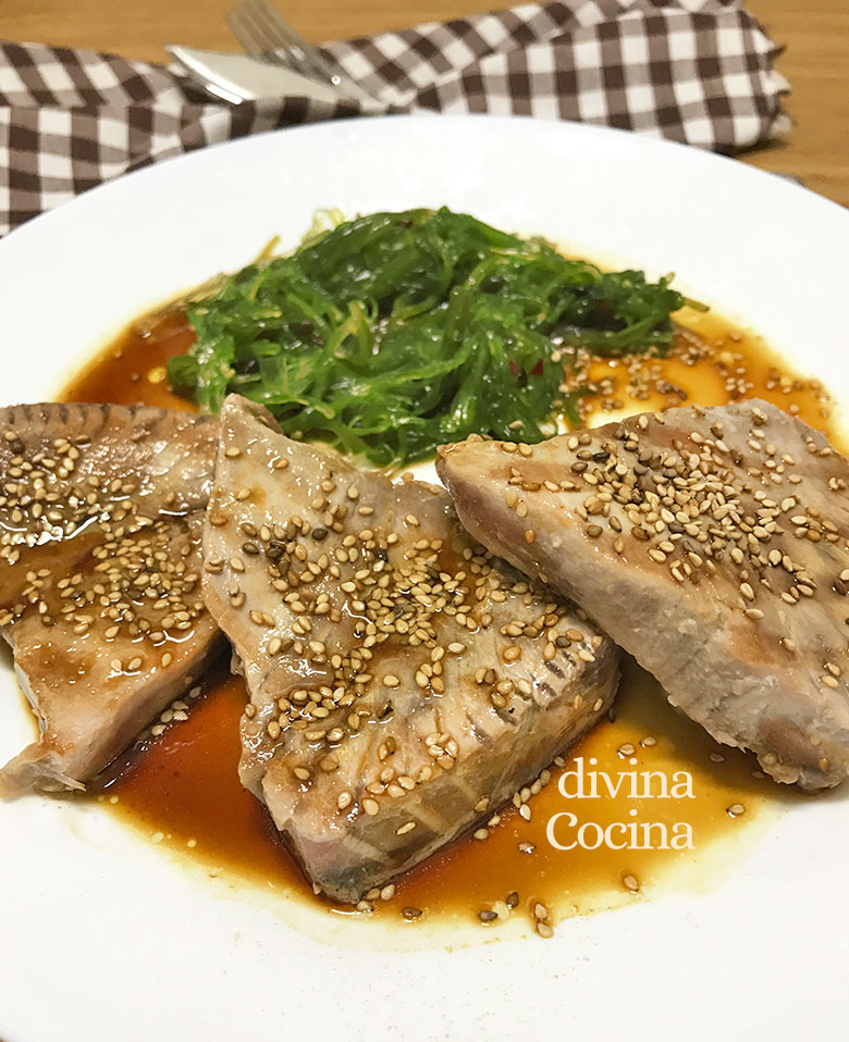 atun con salsa de soja y limon o lima