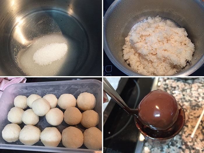 bolitas de coco y chocolate paso a paso