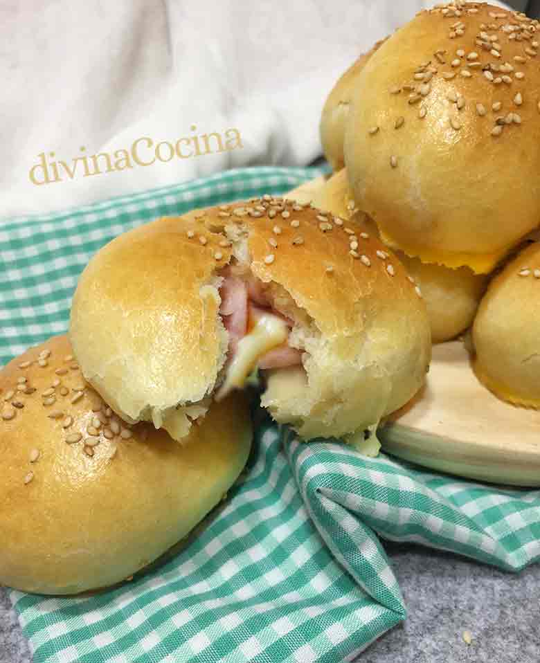 Bollitos rellenos de jamón y queso - Receta de DIVINA COCINA