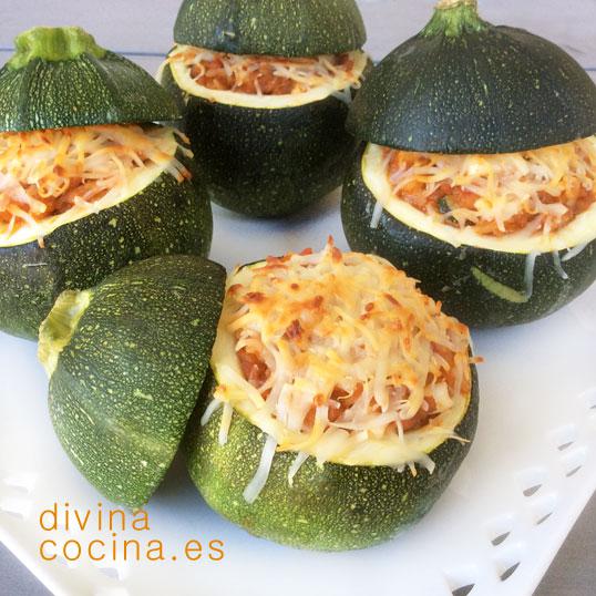 calabacines rellenos de arroz boloñesa