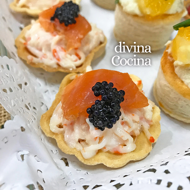 canape de salmon y surimi