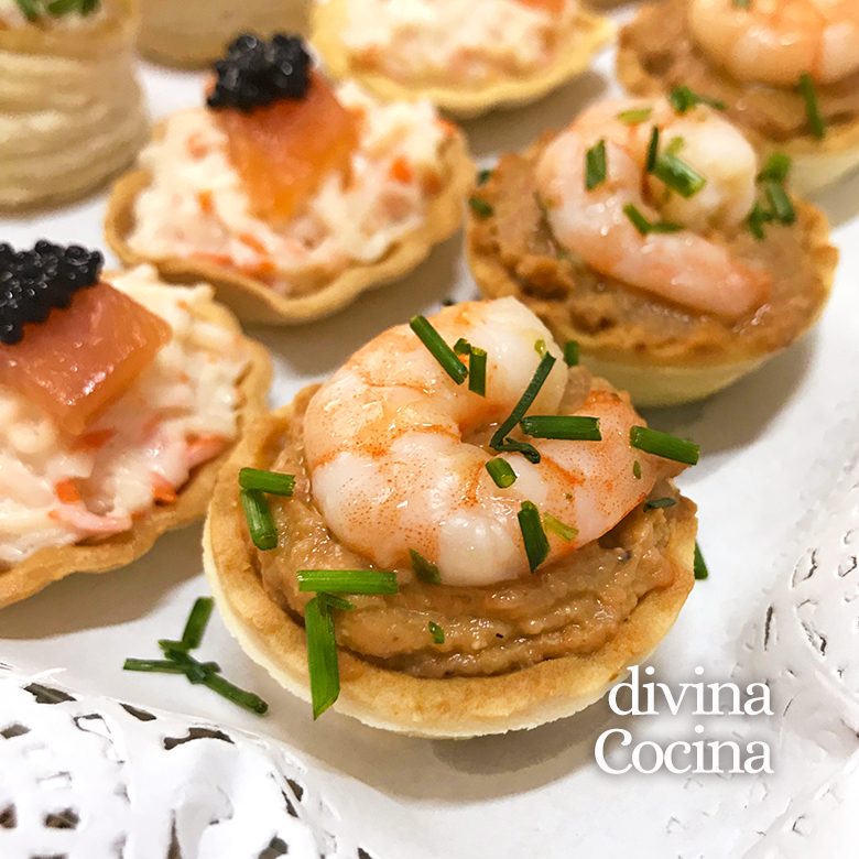 canapes de gambas y pate marinero