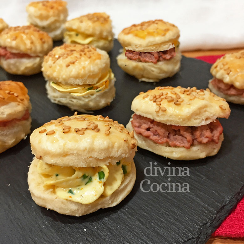 canapes de hojaldre rellenos