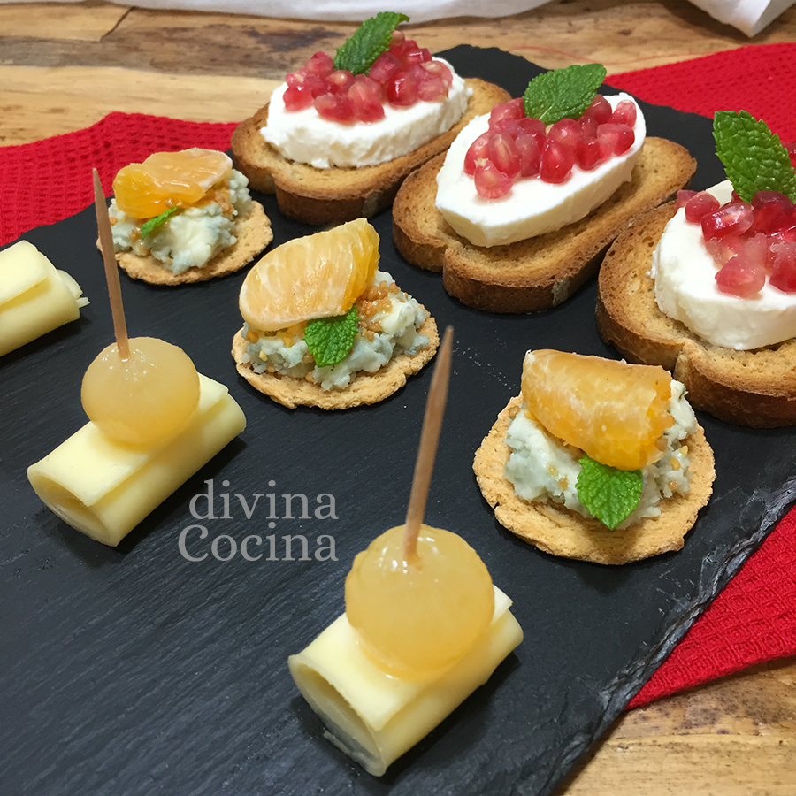 recetas canapes de queso navidad