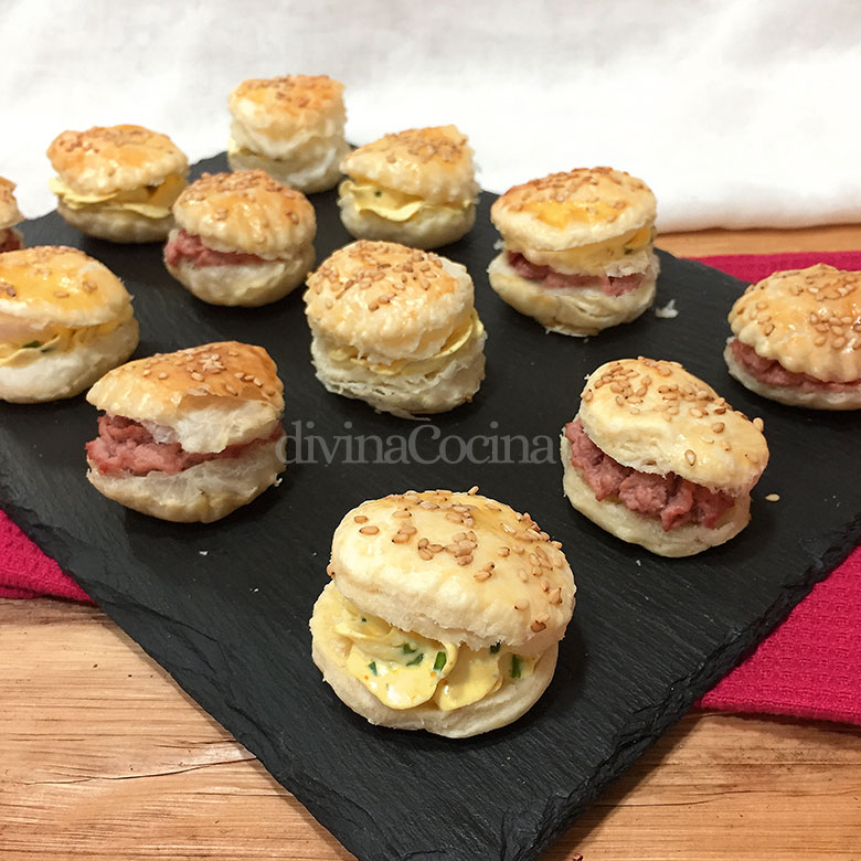 canapes de hojaldre rellenos