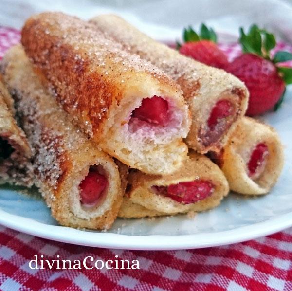 canutillos dulces de pan de molde