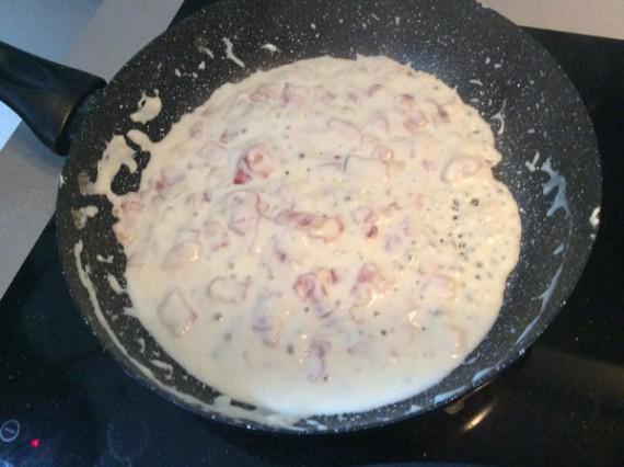 judías verdes a la carbonara