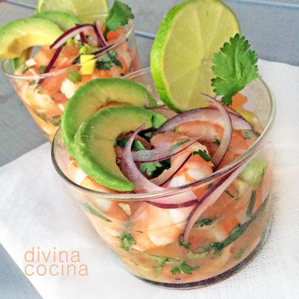 ceviche de langostinos sencillo